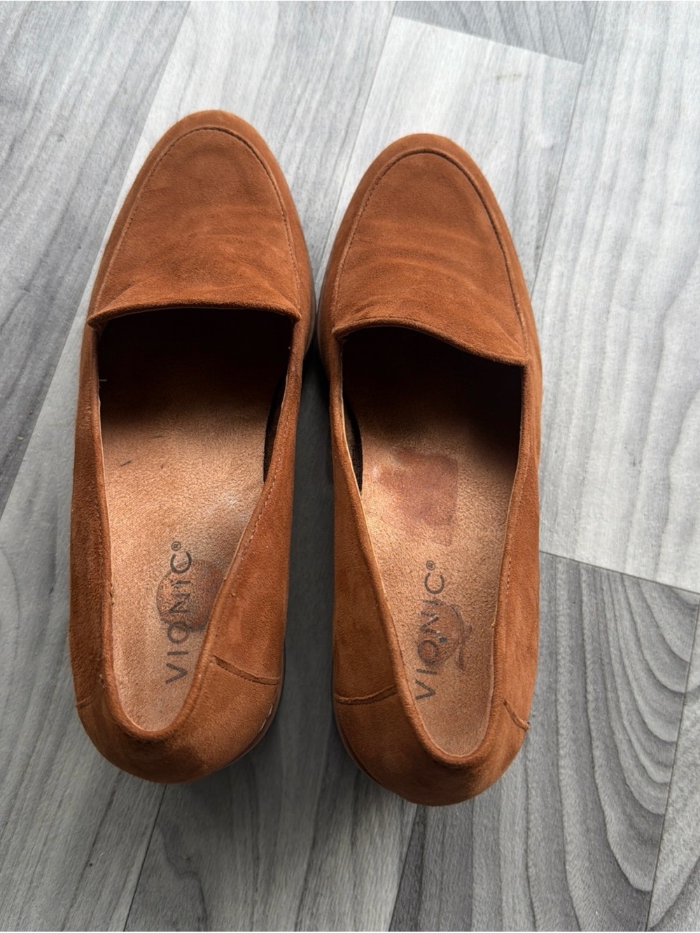 Vionic Suede Wedge Loafers in Cognac Brown - Picture 3 of 10